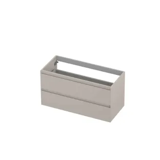 INK symmetrical washbasin cabinet lacquered - 2 drawers - handleless - 45 degree angles - 100x45x52 cm - Matt cashmere gray