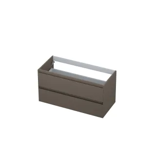 INK symmetrical washbasin cabinet lacquered - 2 drawers - handleless - 45 degree angles - 100x45x52 cm - Matt taupe