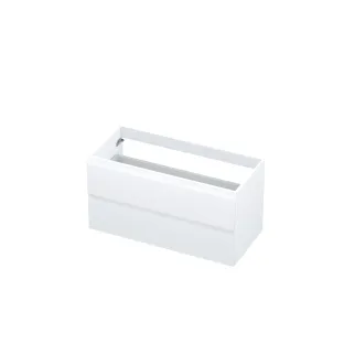 INK symmetrical washbasin cabinet lacquered - 2 drawers - handleless - 45 degree angles - 100x45x52 cm - Matt white