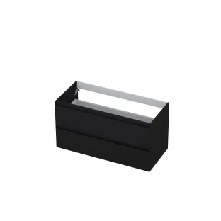 INK symmetrical washbasin cabinet lacquered - 2 drawers - handleless - 45 degree angles - 100x45x52 cm - Matt black