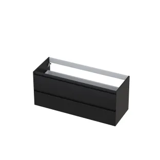 INK symmetrical washbasin cabinet lacquered - 2 drawers - handleless - 45 degree angles - 120x45x52 cm - High-gloss anthracite