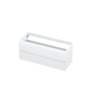 INK symmetrical washbasin cabinet lacquered - 2 drawers - handleless - 45 degree angles - 120x45x52 cm - High-gloss white