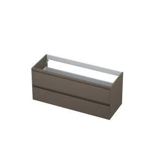 INK symmetrical washbasin cabinet lacquered - 2 drawers - handleless - 45 degree angles - 120x45x52 cm - Matt taupe