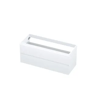 INK symmetrical washbasin cabinet lacquered - 2 drawers - handleless - 45 degree angles - 120x45x52 cm - Matt white