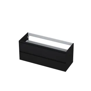 INK symmetrical washbasin cabinet lacquered - 2 drawers - handleless - 45 degree angles - 120x45x52 cm - Matt black