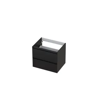 INK symmetrical washbasin cabinet lacquered - 2 drawers - handleless - 45 degree angles - 60x45x52 cm - High-gloss anthracite