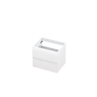 INK symmetrical washbasin cabinet lacquered - 2 drawers - handleless - 45 degree angles - 60x45x52 cm - High-gloss white