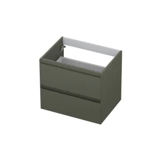 INK symmetrical washbasin cabinet lacquered - 2 drawers - handleless - 45 degree angles - 60x45x52 cm - Matt concrete green