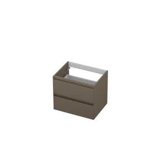 INK symmetrical washbasin cabinet lacquered - 2 drawers - handleless - 45 degree angles - 60x45x52 cm - Matt taupe