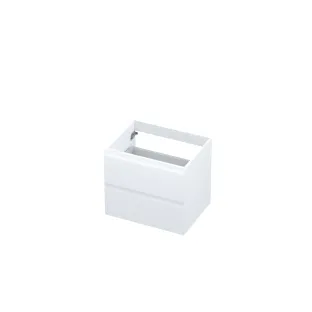 INK symmetrical washbasin cabinet lacquered - 2 drawers - handleless - 45 degree angles - 60x45x52 cm - Matt white