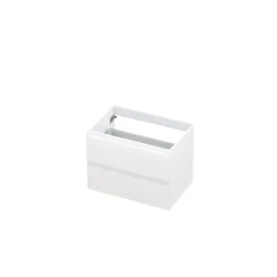 INK symmetrical washbasin cabinet lacquered - 2 drawers - handleless - 45 degree angles - 70x45x52 cm - High-gloss white