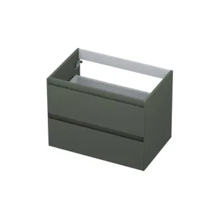 INK symmetrical washbasin cabinet lacquered - 2 drawers - handleless - 45 degree angles - 70x45x52 cm - Matt concrete green