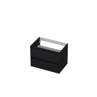 INK symmetrical washbasin cabinet lacquered - 2 drawers - handleless - 45 degree angles - 70x45x52 cm - Matt black