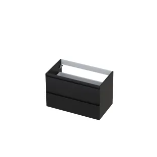 INK symmetrical washbasin cabinet lacquered - 2 drawers - handleless - 45 degree angles - 80x45x52 cm - High-gloss anthracite