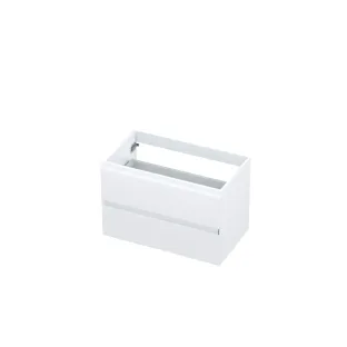 INK symmetrical washbasin cabinet lacquered - 2 drawers - handleless - 45 degree angles - 80x45x52 cm - High-gloss white