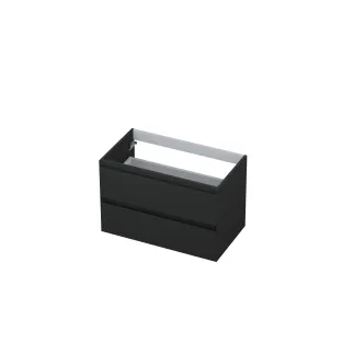 INK symmetrical washbasin cabinet lacquered - 2 drawers - handleless - 45 degree angles - 80x45x52 cm - Matt anthracite