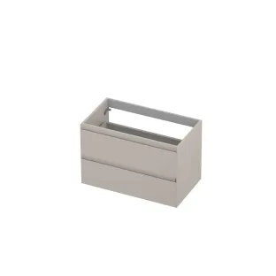 INK symmetrical washbasin cabinet lacquered - 2 drawers - handleless - 45 degree angles - 80x45x52 cm - Matt cashmere gray