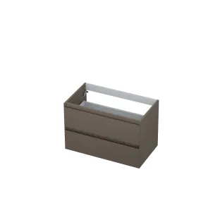 INK symmetrical washbasin cabinet lacquered - 2 drawers - handleless - 45 degree angles - 80x45x52 cm - Matt taupe