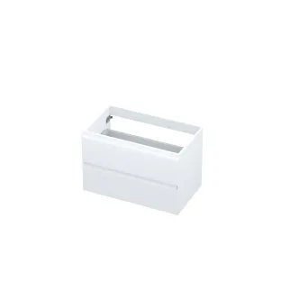 INK symmetrical washbasin cabinet lacquered - 2 drawers - handleless - 45 degree angles - 80x45x52 cm - Matt white