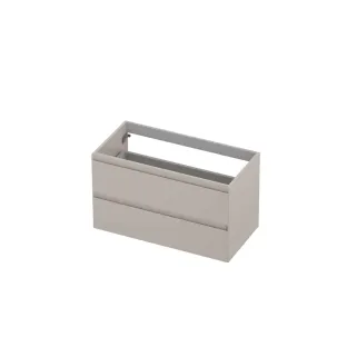 INK symmetrical washbasin cabinet lacquered - 2 drawers - handleless - 45 degree angles - 90x45x52 cm - Matt cashmere gray