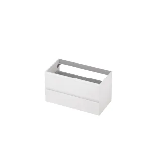 INK symmetrical washbasin cabinet lacquered - 2 drawers - handleless - 45 degree angles - 90x45x52 cm - Matt white