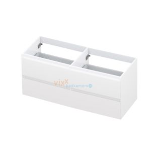 INK symmetrical washbasin cabinet lacquered - 4 drawers - handleless - 45 degree angles - 120x45x52 cm - High-gloss white