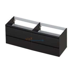 INK symmetrical washbasin cabinet lacquered - 4 drawers - handleless - 45 degree angles - 120x45x52 cm - Matt black