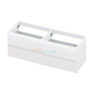 INK symmetrical washbasin cabinet lacquered - 4 drawers - handleless - 45 degree angles - 140x45x52 cm - High-gloss white