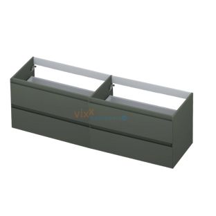 INK symmetrical washbasin cabinet lacquered - 4 drawers - handleless - 45 degree angles - 160x45x52 cm - Matt concrete green