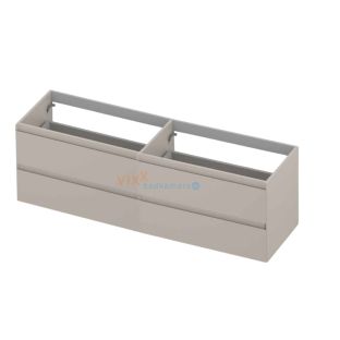 INK symmetrical washbasin cabinet lacquered - 4 drawers - handleless - 45 degree angles - 160x45x52 cm - Matt cashmere gray