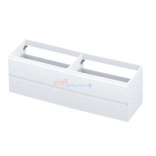 INK symmetrical washbasin cabinet lacquered - 4 drawers - handleless - 45 degree angles - 160x45x52 cm - Matt white