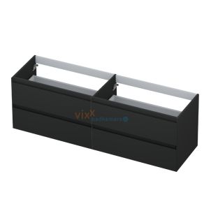 INK symmetrical washbasin cabinet lacquered - 4 drawers - handleless - 45 degree angles - 160x45x52 cm - Matt black