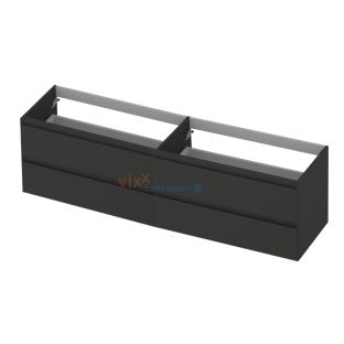 INK symmetrical washbasin cabinet lacquered - 4 drawers - handleless - 45 degree corners - 180x45x52 cm - High-gloss anthracite