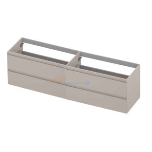 INK symmetrical washbasin cabinet lacquered - 4 drawers - handleless - 45 degree angles - 180x45x52 cm - Matt cashmere gray