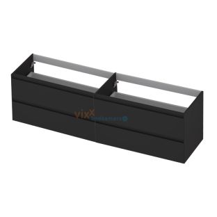 INK symmetrical washbasin cabinet lacquered - 4 drawers - handleless - 45 degree angles - 180x45x52 cm - Matt black