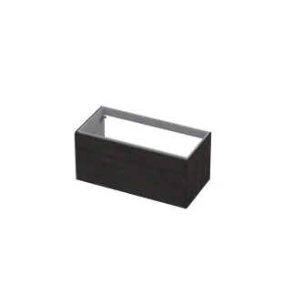 INK UFO base cabinet 1 drawer soft close with handle wood decor - 100x48x45 cm - Charcoal oak