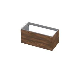 INK UFO base cabinet 1 drawer soft close with handle wood decor - 100x48x45 cm - Walnut