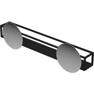 INK UFO shelf - 2 mirrors round 32 cm with frame incl. base plate and mirror mounting - 120x32x15 cm - Matt black