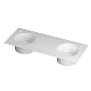 INK UFO washbasin porcelain - 2 sinks - 2 tap holes - 120x48x18 cm - Gloss white