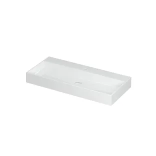 INK United Central washbasin - 1 sink - 1 tap hole - 100x45x11 cm - incl. click plug and curved overflow system - Porcelain gloss white