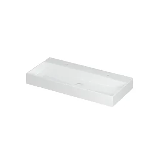 INK United Central washbasin - 1 sink - 2 tap holes - 100x45x11 cm - incl. click plug and curved overflow system - Porcelain gloss white