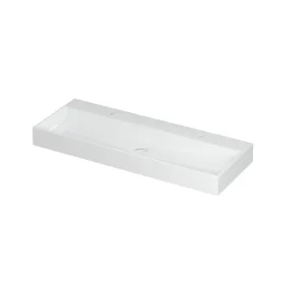 INK United Central washbasin - 1 sink - 2 tap holes - 120x45x11 cm - incl. click plug and curved overflow system - Porcelain gloss white