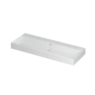 INK Unlimited Central washbasin - 1 sink - 2 tap holes - 120x45x11 cm - Porcelain gloss white