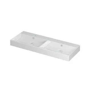 INK Unlimited Double washbasin - 2 sinks - 2 tap holes - 120x45x11 cm - Porcelain gloss white