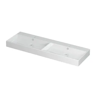 INK Unlimited Double washbasin - 2 sinks - 2 tap holes - 140x45x11 cm - Porcelain gloss white