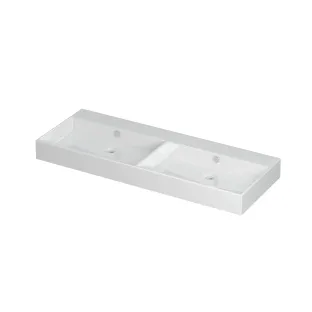 INK Unlimited Double washbasin - 2 sinks - without tap hole - 120x45x11 cm - Porcelain gloss white