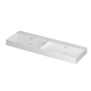 INK Unlimited Double washbasin - 2 sinks - without tap hole - 140x45x11 cm - Porcelain gloss white