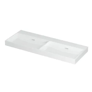 INK Urban Washbasin - 2 sinks - without tap hole - 120x45x8 cm - Porcelain gloss white