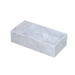 INK Versus Fountain Marble - tap platform left - 1 tap hole - 36x18x9 cm - Matt white marble