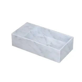 INK Versus Fountain Marble - tap plate left - without tap hole - 36x18x9 cm - Matt white marble